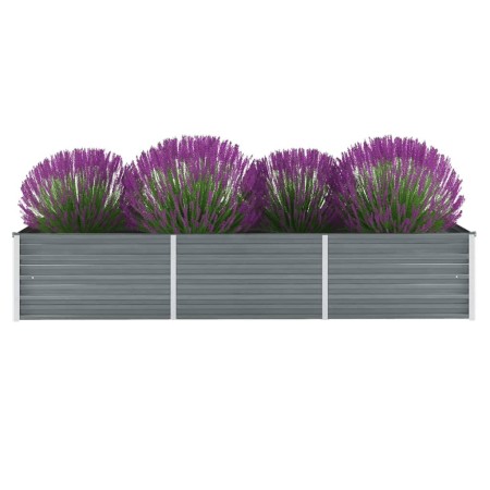 Arriate de jardín de acero galvanizado gris 240x80x45 cm en Macetas y jardineras | Comprar online en Foru.es
