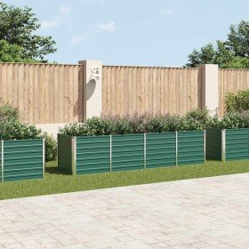 Arriate de jardín de acero galvanizado verde 320x80x77 cm en Macetas y jardineras | Comprar online en Foru.es