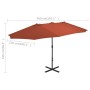 Sombrilla de jardín con palo de aluminio terracota 460x270 cm en Sombrillas | Comprar online en Foru.es