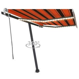 Toldo manual retráctil con LED naranja y marrón 300x250 cm en Toldos | Comprar online en Foru.es