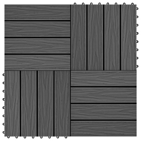 Baldosas porche relieve profundo WPC 30x30 cm 1 m² negro 11 uds en Materiales de construcción | Comprar online en Foru.es