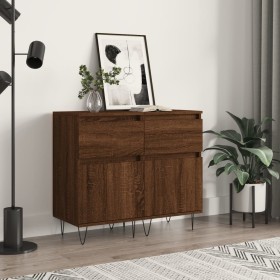 Aparadores 2 uds madera de ingeniería marrón roble 40x35x70 cm de vidaXL, Aparadores - Ref: Foro24-831163, Precio: 65,98 €, D...