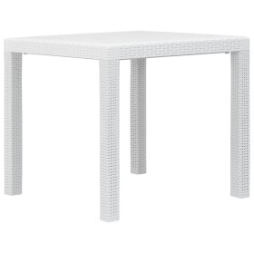 Mesa de jardín de plástico aspecto ratán blanco 79x79x72 cm en Mesas de jardín | Comprar online en Foru.es