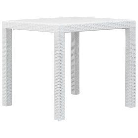 Mesa de jardín de plástico aspecto ratán blanco 79x79x72 cm en Mesas de jardín | Comprar online en Foru.es