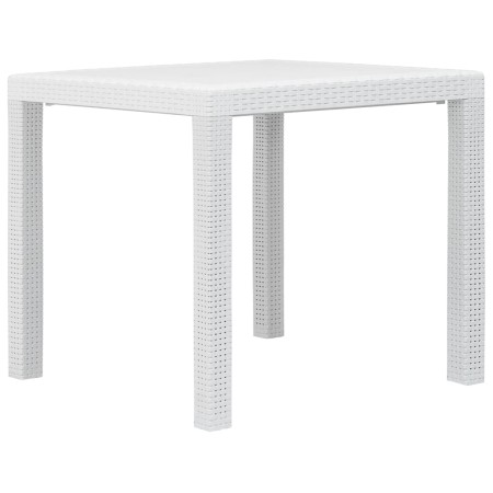 Mesa de jardín de plástico aspecto ratán blanco 79x79x72 cm en Mesas de jardín | Comprar online en Foru.es