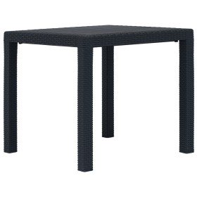 Mesa de jardín plástico aspecto ratán gris antracita 79x79x72 cm en Mesas de jardín | Comprar online en Foru.es