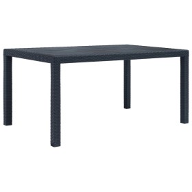 Mesa de jardín de plástico aspecto ratán gris 150x90x72 cm en Mesas de jardín | Comprar online en Foru.es