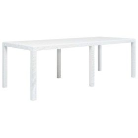 Mesa de jardín aspecto de ratán plástico blanca 220x90x72 cm en Mesas de jardín | Comprar online en Foru.es