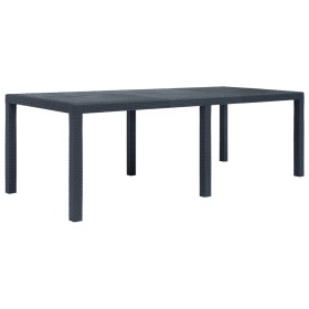 Mesa de jardín de plástico aspecto ratán gris 220x90x72 cm en Mesas de jardín | Comprar online en Foru.es