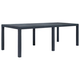 Mesa de jardín de plástico aspecto ratán gris 220x90x72 cm en Mesas de jardín | Comprar online en Foru.es