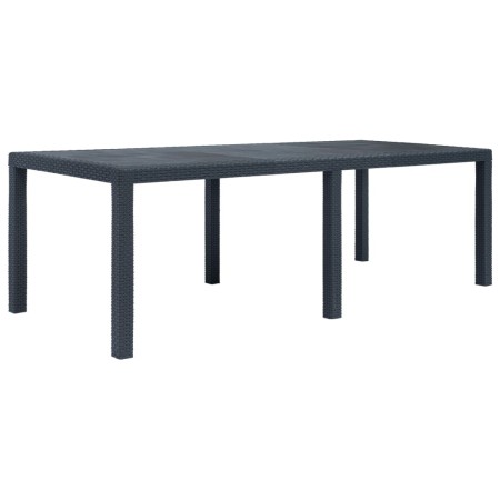 Mesa de jardín de plástico aspecto ratán gris 220x90x72 cm en Mesas de jardín | Comprar online en Foru.es