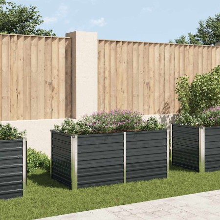 Jardinera elevada acero galvanizado gris antracita 160x80x77cm en Macetas y jardineras | Comprar online en Foru.es