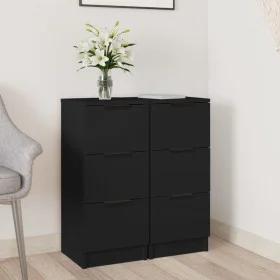 Aparador de madera contrachapada negro 30x30x70 cm de vidaXL, Aparadores - Ref: Foro24-811154, Precio: 103,19 €, Descuento: %