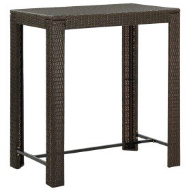 Mesa alta de jardín ratán sintético marrón 100x60,5x110,5 cm en Mesas de jardín | Comprar online en Foru.es