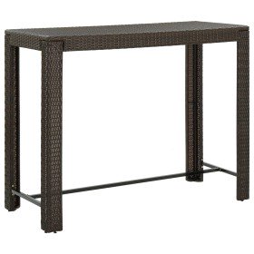 Mesa alta de jardín ratán sintético marrón 140,5x60,5x110,5 cm en Mesas de jardín | Comprar online en Foru.es