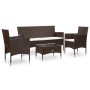 Set muebles de jardín 4 piezas y cojines ratán sintético marrón en Conjuntos de jardín | Comprar online en Foru.es