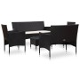 Set muebles de jardín y cojines 5 piezas ratán sintético negro en Conjuntos de jardín | Comprar online en Foru.es