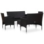 Set muebles de jardín 5 piezas y cojines ratán sintético negro en Conjuntos de jardín | Comprar online en Foru.es