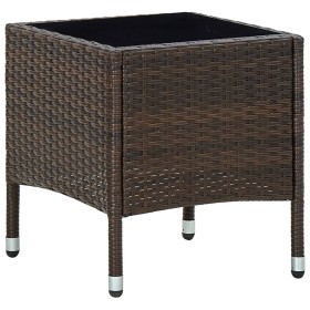 Mesa de jardín ratán sintético marrón 40x40x45 cm en Mesas de jardín | Comprar online en Foru.es