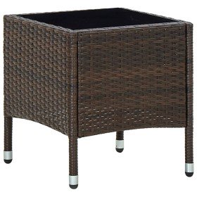 Mesa de jardín ratán sintético marrón 40x40x45 cm en Mesas de jardín | Comprar online en Foru.es