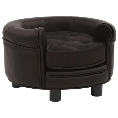 Sofá para perros felpa y cuero sintético marrón 48x48x32 cm de vidaXL, Camas para perros - Ref: Foro24-170958, Precio: 80,66 ...
