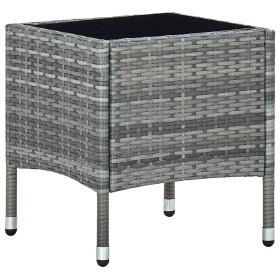 Mesa de jardín ratán sintético gris 40x40x45 cm en Mesas de jardín | Comprar online en Foru.es