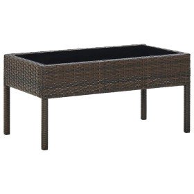 Mesa de jardín ratán sintético marrón 75x40x37 cm en Mesas de jardín | Comprar online en Foru.es