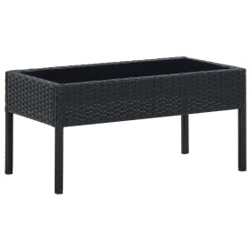 Mesa de jardín ratán sintético negro 75x40x37 cm en Mesas de jardín | Comprar online en Foru.es
