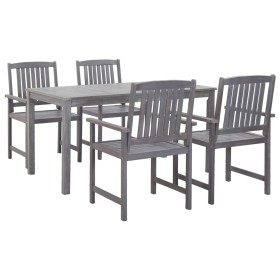 Set de comedor de jardín 5 piezas madera maciza de acacia gris en Conjuntos de jardín | Comprar online en Foru.es