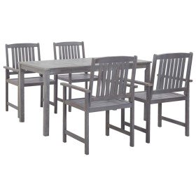 Set de comedor de jardín 5 piezas madera maciza de acacia gris en Conjuntos de jardín | Comprar online en Foru.es