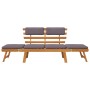 Sofá cama de jardín 2 en 1 con cojín madera maciza acacia 190cm en Bancos de jardín | Comprar online en Foru.es