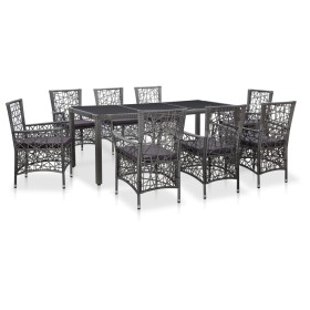 Conjunto de comedor de jardín 9 piezas ratán sintético gris en Conjuntos de jardín | Comprar online en Foru.es
