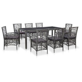 Conjunto de comedor de jardín 9 piezas ratán sintético gris en Conjuntos de jardín | Comprar online en Foru.es