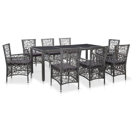 Conjunto de comedor de jardín 9 piezas ratán sintético gris en Conjuntos de jardín | Comprar online en Foru.es