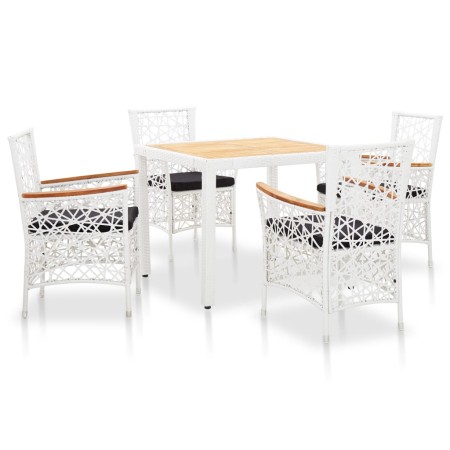 Juego de comedor de jardín 5 piezas ratán sintético blanco en Conjuntos de jardín | Comprar online en Foru.es