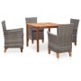 Set de comedor 5 pzas ratán sintético madera maciza acacia gris en Conjuntos de jardín | Comprar online en Foru.es