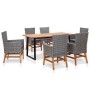 Set comedor jardín 7 pzas ratán sintético y madera acacia gris en Conjuntos de jardín | Comprar online en Foru.es