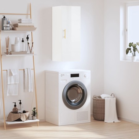 Armario de pared blanco brillante 34,5x34x90 cm de vidaXL, Aparadores - Ref: Foro24-828846, Precio: 50,81 €, Descuento: %