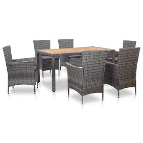 Set de comedor de jardín 7 pzas y cojines ratán sintético gris en Conjuntos de jardín | Comprar online en Foru.es