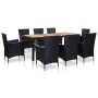 Set comedor de jardín 9 piezas y cojines ratán sintético negro en Conjuntos de jardín | Comprar online en Foru.es