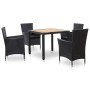 Set de comedor de jardín 5 pzas y cojines ratán sintético negro en Conjuntos de jardín | Comprar online en Foru.es
