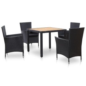 Set de comedor de jardín 5 pzas y cojines ratán sintético negro en Conjuntos de jardín | Comprar online en Foru.es
