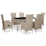 Set comedor de jardín 7 piezas y cojines ratán sintético beige en Conjuntos de jardín | Comprar online en Foru.es