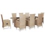 Set comedor de jardín 9 piezas y cojines ratán sintético beige en Conjuntos de jardín | Comprar online en Foru.es