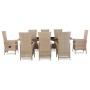 Set comedor de jardín 9 piezas y cojines ratán sintético beige en Conjuntos de jardín | Comprar online en Foru.es