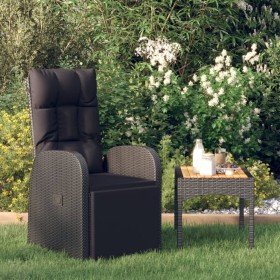 Sillón reclinable de jardín con cojín ratán sintético negro en Sillas de jardín | Comprar online en Foru.es