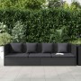 Sofá de jardín con cojines y almohadas ratán sintético negro en Tumbonas | Comprar online en Foru.es