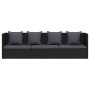 Sofá de jardín con cojines y almohadas ratán sintético negro en Tumbonas | Comprar online en Foru.es