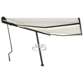 Toldo manual retráctil con LED crema 400x300 cm en Toldos | Comprar online en Foru.es