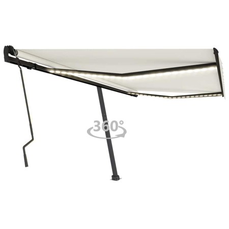 Toldo manual retráctil con LED crema 400x300 cm en Toldos | Comprar online en Foru.es